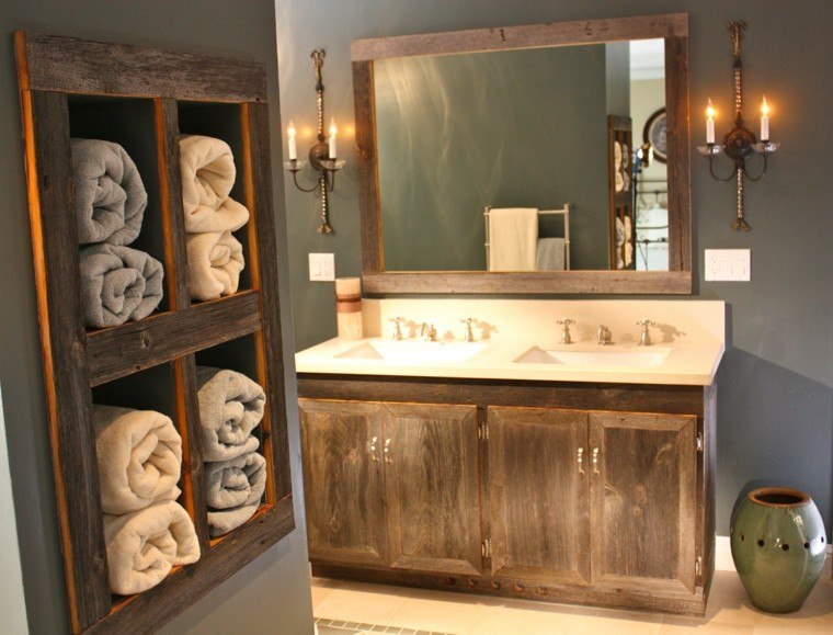 conjunto madera muebles baño retro