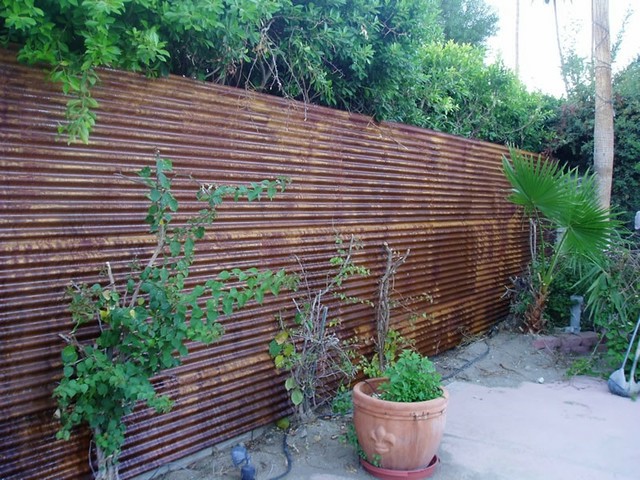 corten corrugado muro jardin macetas