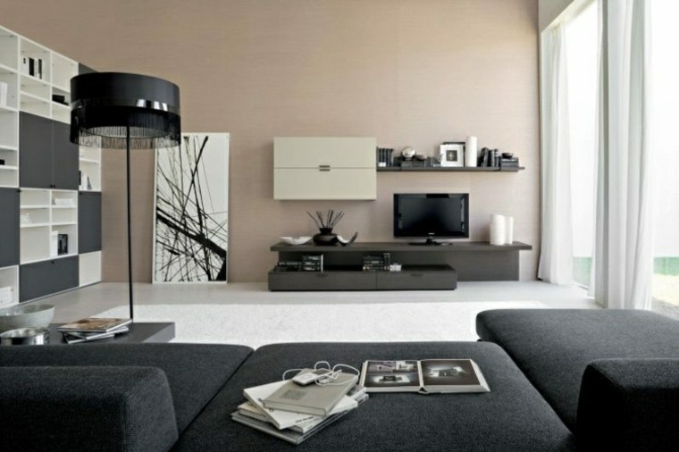 cortinas grises lampara cuadro pared