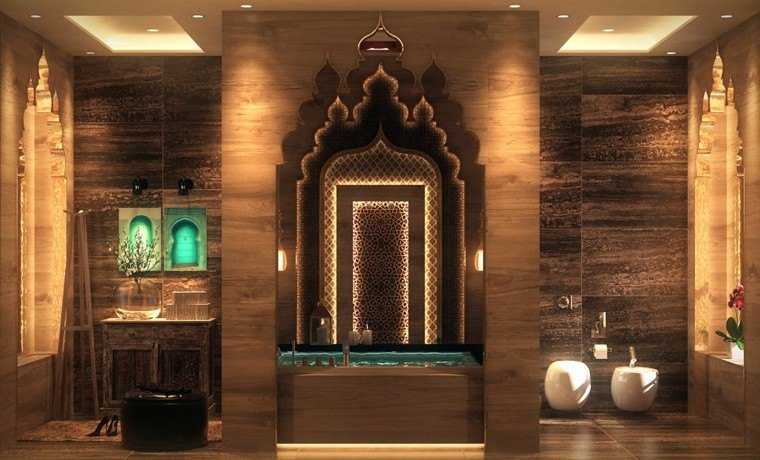 cuarto de baño de diseño lujoso creativo acogedor