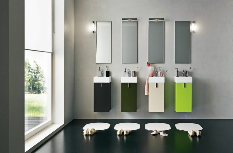 cuatro lavabos color verde modernos