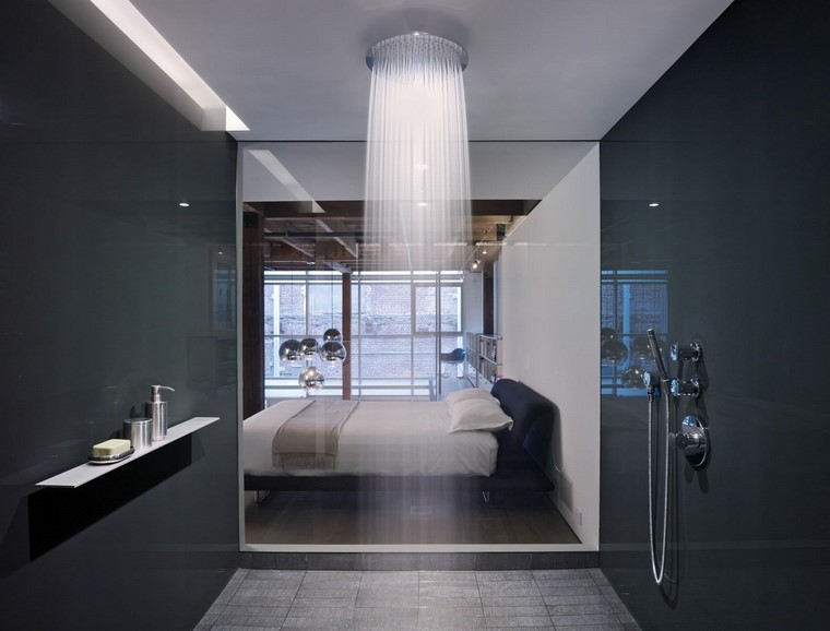 decoración baños ducha techo moderna idea cristal