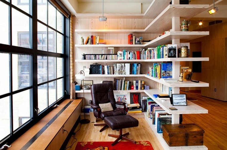 estilo con estante moderno decoración de interiores para lecturas luces estante