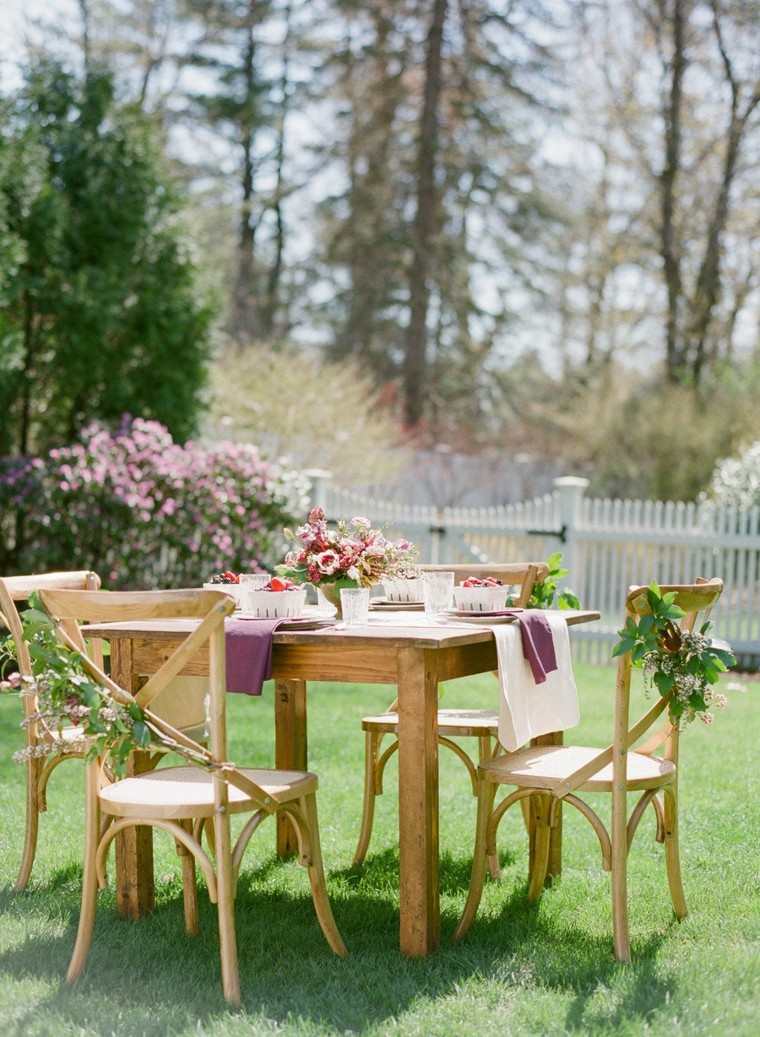 decoracion sillas madera ideas romanticas moderno jardin