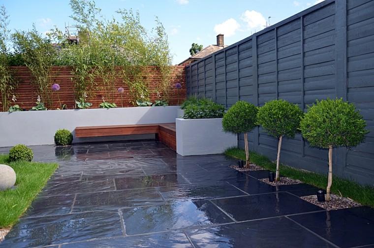 jardín con estilo minimalista moderno diseno de jardines modernos estilo minimalista ideas vayas madera