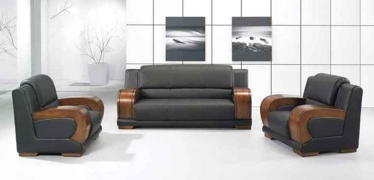 diseño moderno sofa madera combinacion