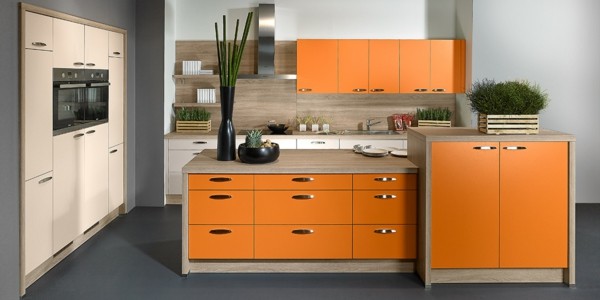 diseños de cocinas color naranja