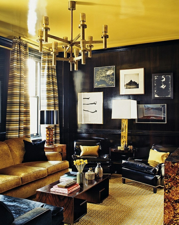 dorado lujoso negro salon cortinas