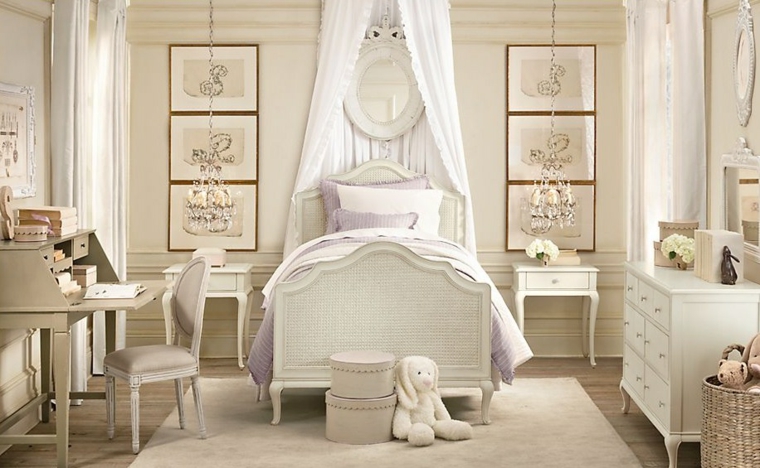 dormitorios infantiles para niñas juguetes osos cortinas cuadros