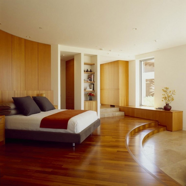 dormitorios modernos con maderas escaleras diseño jarron