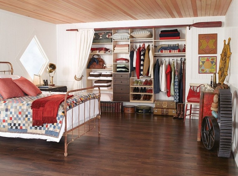 dormitorio moderno estilo rustico armario abierto diseño