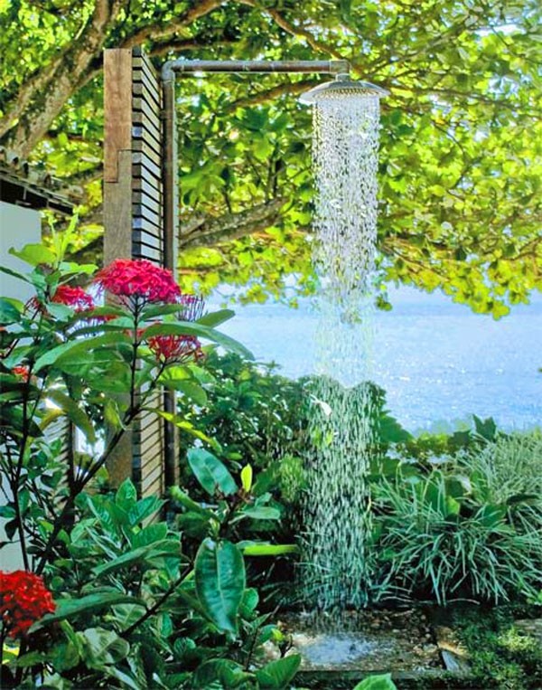 ducha jardín flores plantas
