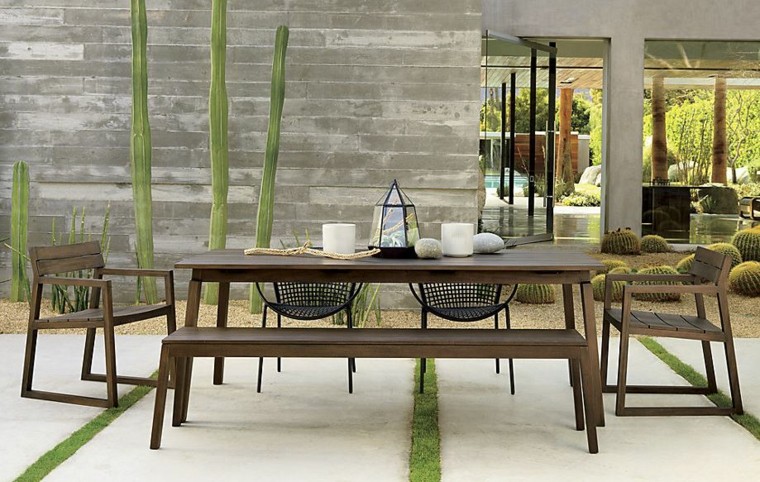 el retiro jardin minimalista bancos ideas madera