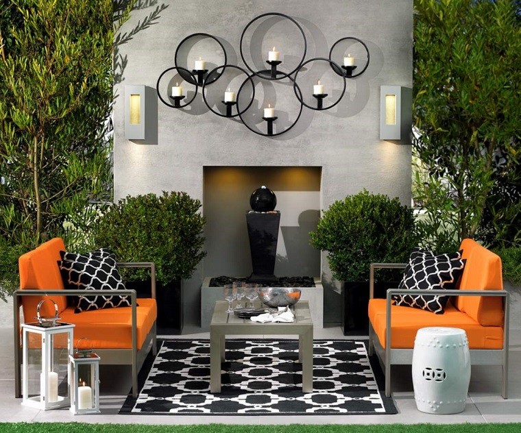 estupendo patio sillones color naranja