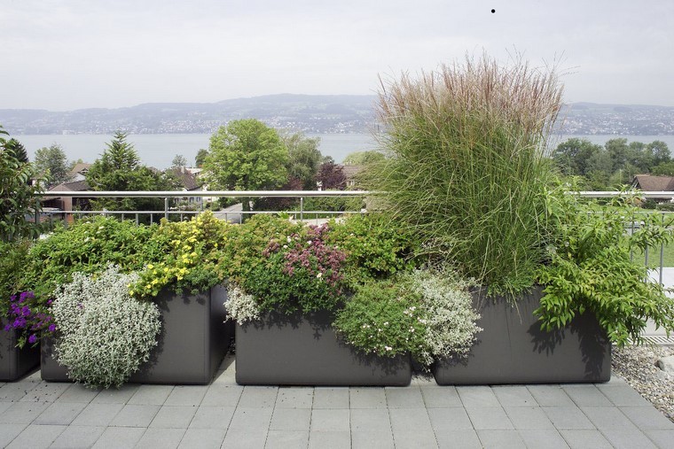 flores terraza balcon jardin acero