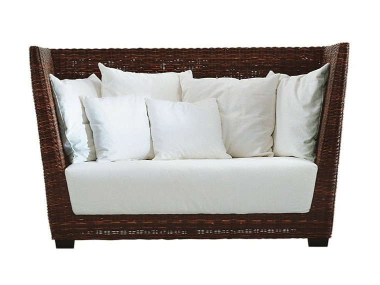 sofas mimbre marron blanco