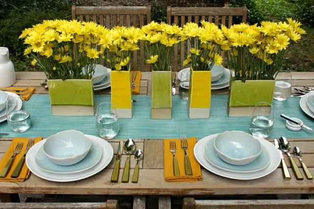 ideas mesa primavera bonita jardin jarron servilletas