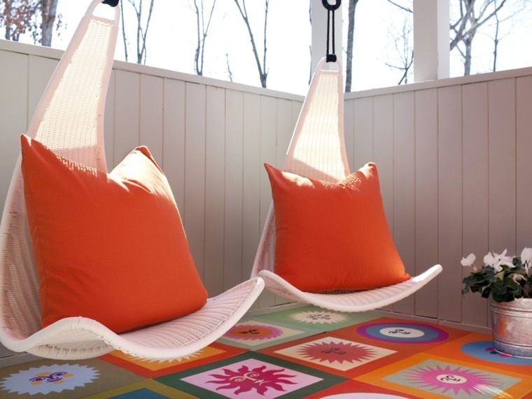 ideas originales jardin terraza sillas colgantes modernas 