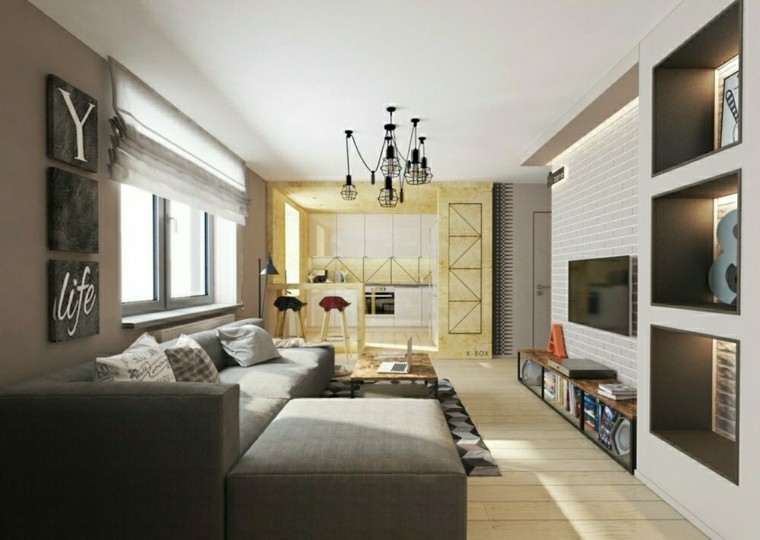 ideas para decorar salones cuadros moderno sofa