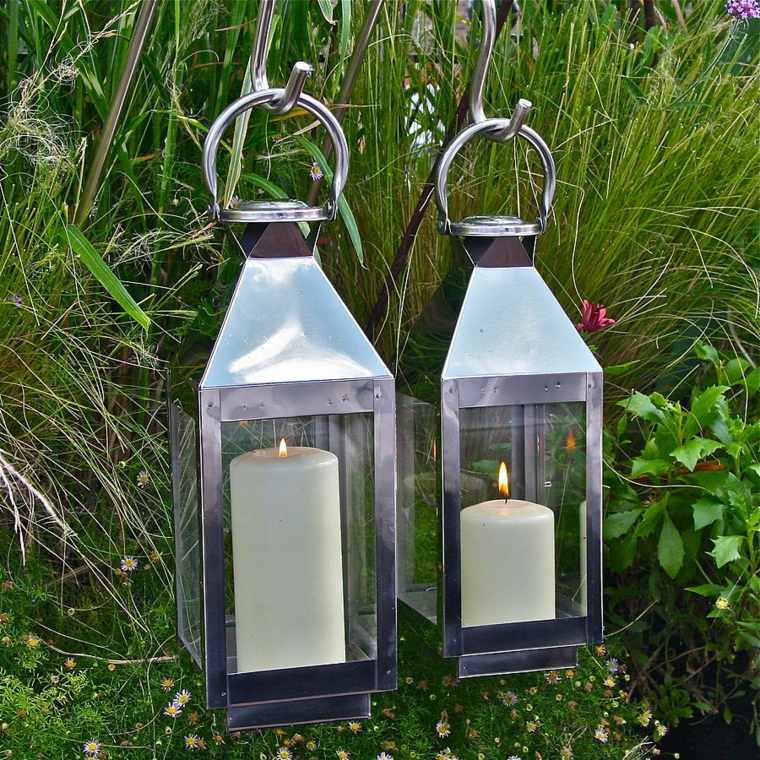 iluminacion jardines acero velas metal