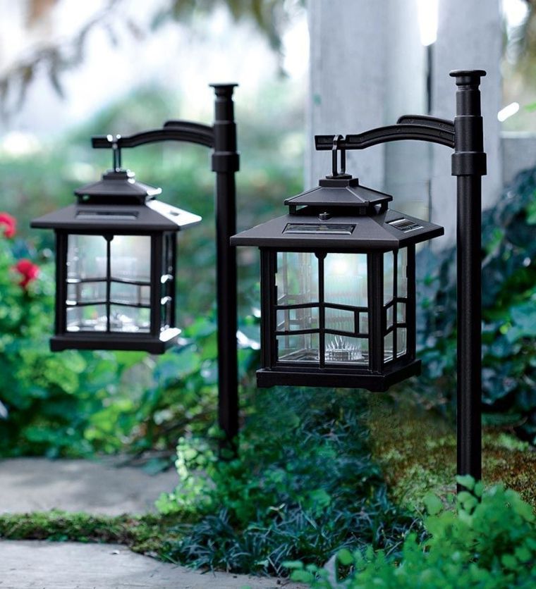 iluminacion jardines solar flores plantas linternas