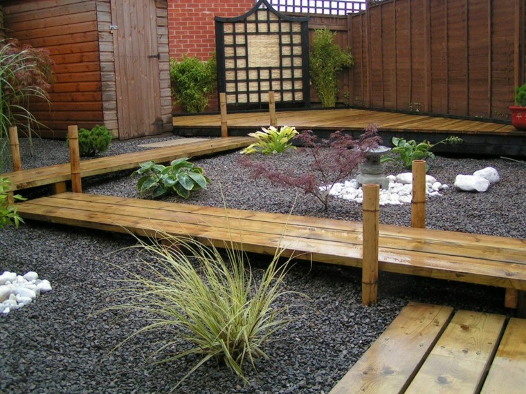 jardin zen plataforma madera caminos