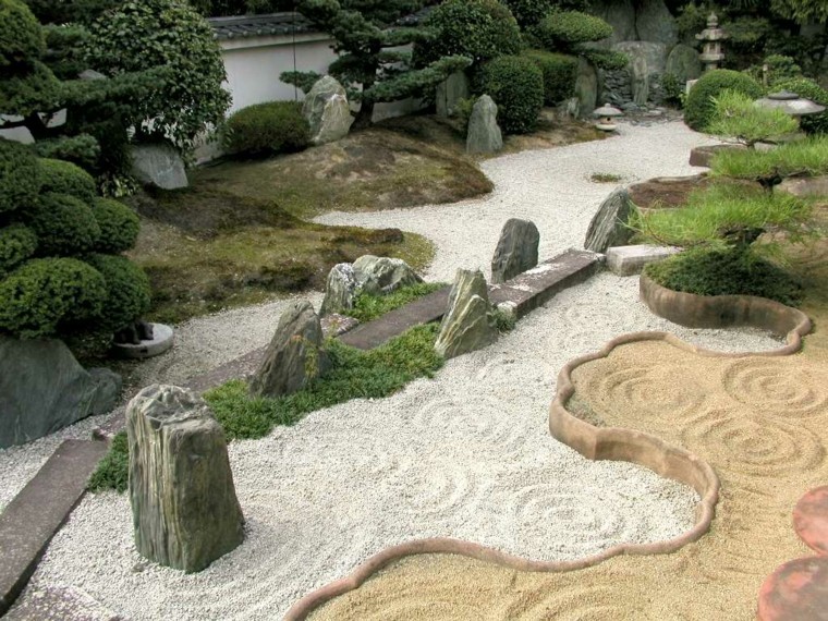 jardin zen tipos arena piedras fuente bonito