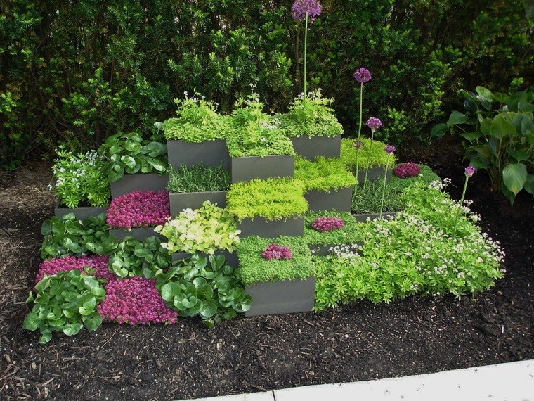 jardinera nivelada cubiculos plantas flores