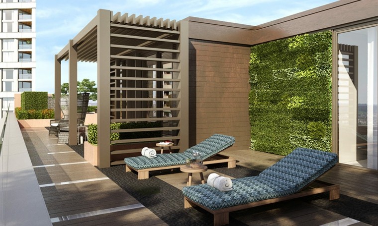 tumbonas y pérgola de madera en este jardín de diseño jardines diseno modernos Patricia Fox ideas tumbonas sol ideas