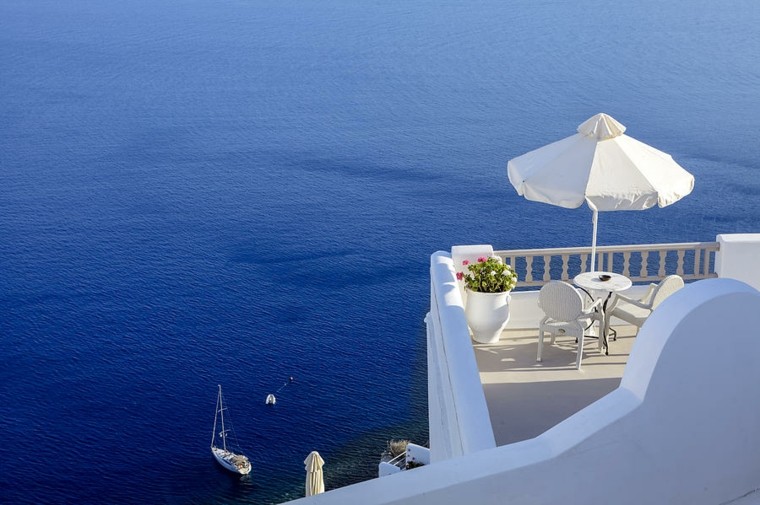las terraza blanca vista oceano maravillosas