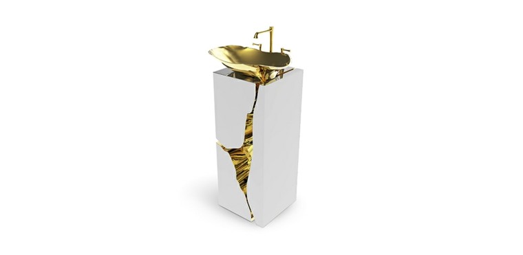 lavabo una persona dorado lujo
