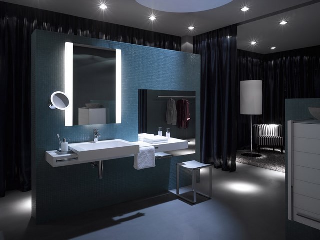 led espejo oscuro cortinas muebles