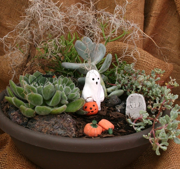macetero adornado hallowein fantasma blanco