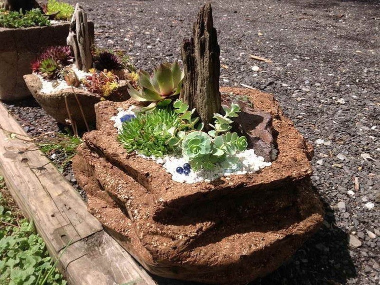 maceteros naturales decorados plantas gravas
