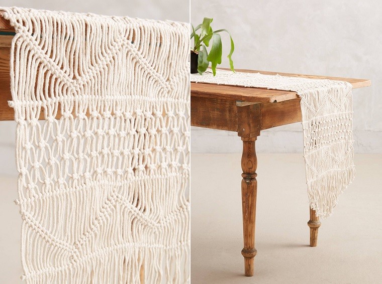 macrame mantel blanco creativo mesa 