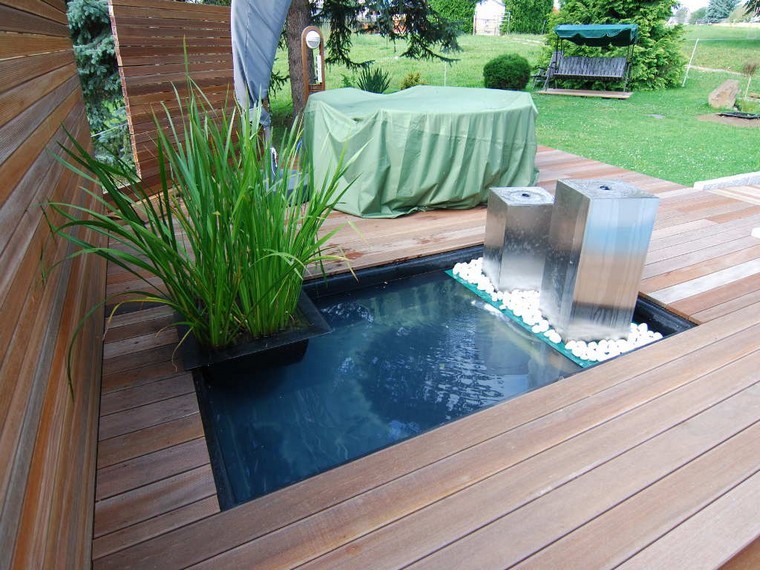 madera agua plantas patio jardin