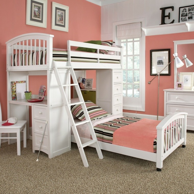 madera cama lineas escalera litera