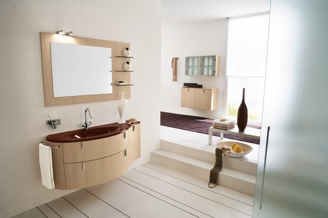 madera espejo escalones jarron muebles