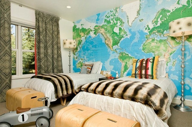 mapa cama decoración lampara  juguetes