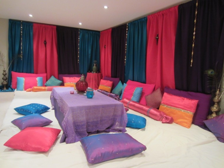 marruecos salon cojines colores vibrantes cortinas salon 