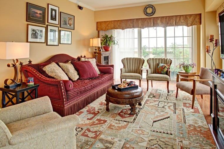 marruecos salon sofa rojo alfombra idea interesante simple
