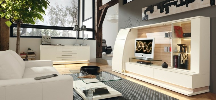 mesa cristal sofa blanca ideas originales moderno