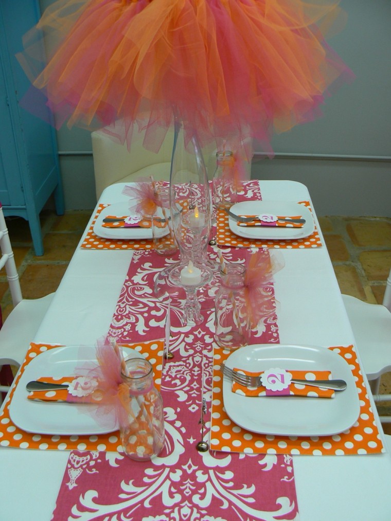 mesa decorada fiesta cumpleanos chica ideas naranja bonito