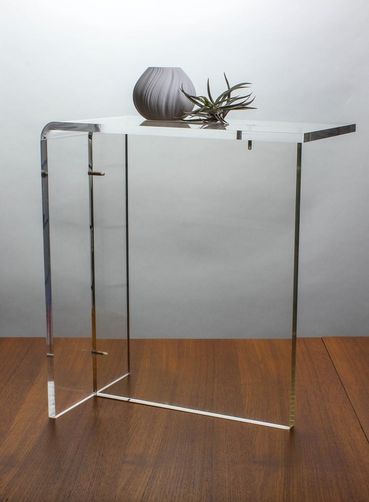 mesa plantas madera acrilico mueble