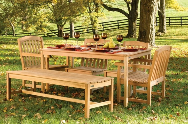 mesa de madera grande lista para comidas mesas madera reistente perfecta jardin moderno estilo