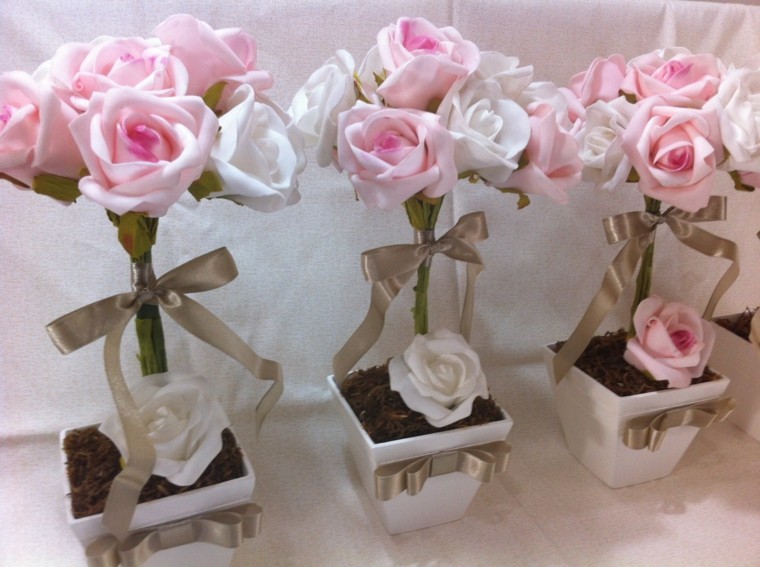 modelo rosa maceta flores lazos ideas 