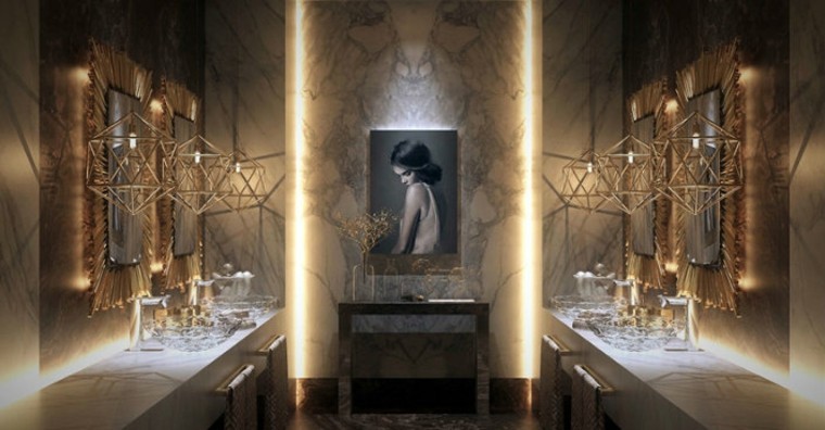 moderno baño luces mujer ideas lamparas