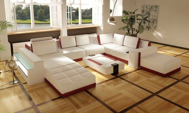 moderno cama blanco rojo plantas