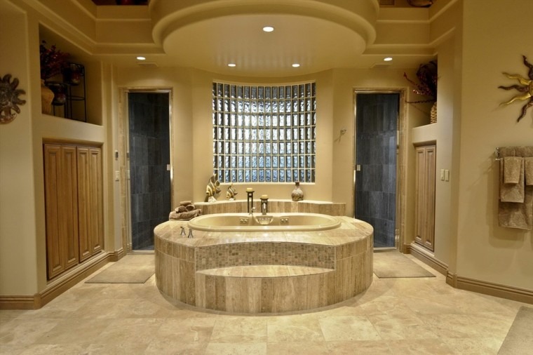 moderno dorado piedra baño luces