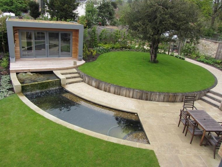 moderno estanque casa patio decoracion
